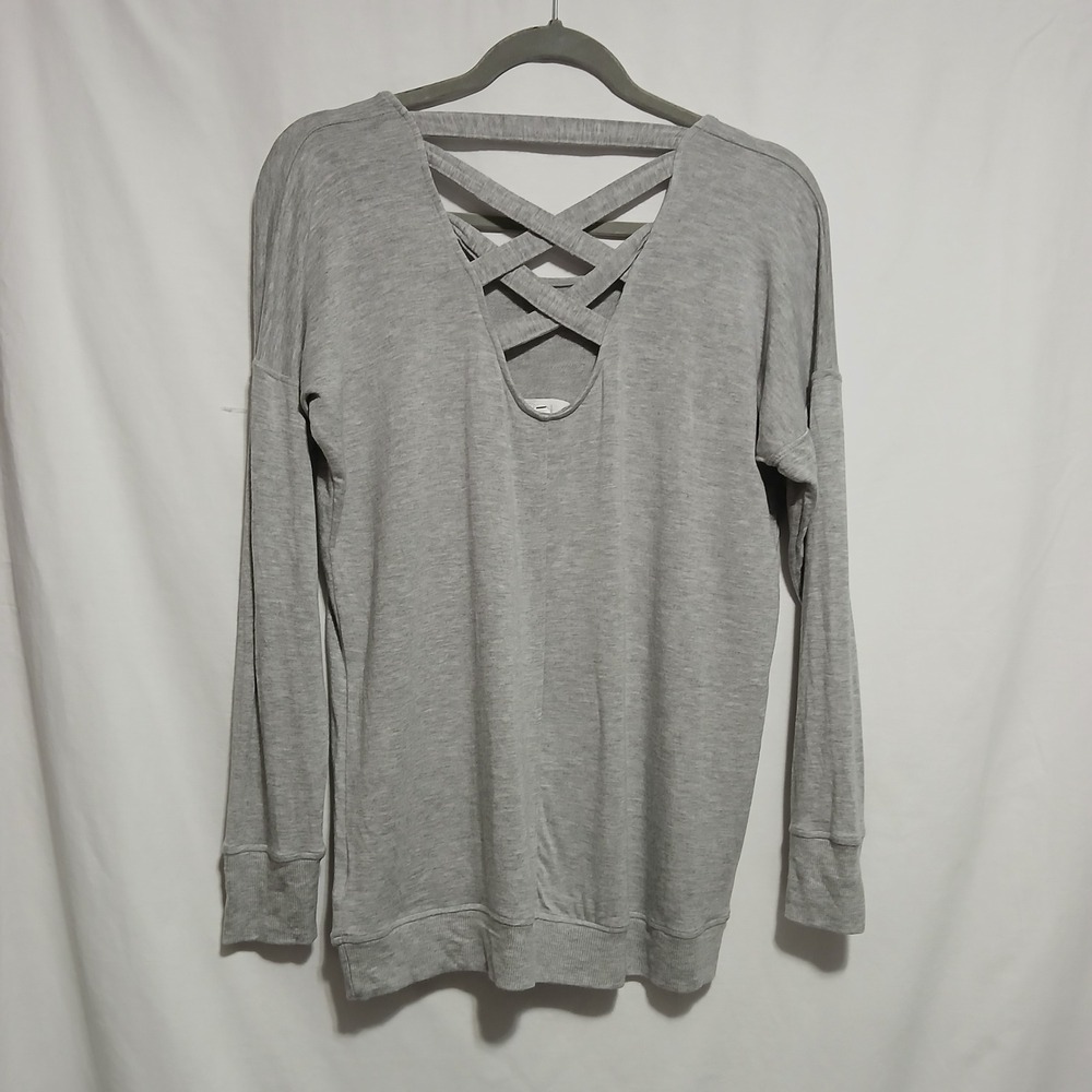 Athleta Criss Cross Back Sweatshirt Pullover Athleisure Top Gray Size‎ S - Picture 2 of 6